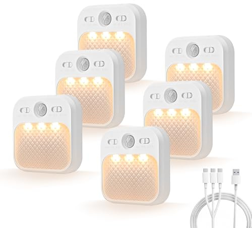 MERTTURM Nachtlicht mit Bewegungsmelder Wiederaufladbar, Sanfte Treppenbeleuchtung LED mit 3 Sensor Modi, 3 Lichtfarben mit Dimmbarer Helligkeit Nachtlampe für Treppen/Flur/Kinderzimmer/Schlafzimmer