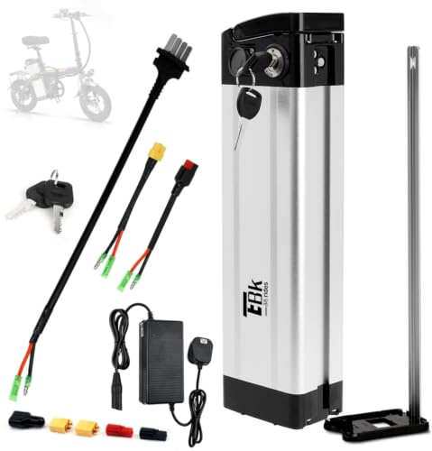 Ebkrides Batteria per Bici Elettrica con Caricabatteria - 36V 20Ah Batteria Ebike Pieghevoli Rimovibile al Litio Ricambio Pedelec Batterie 4 Pin con Maniglia Portatile