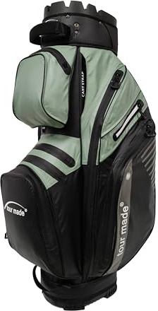 Tour Made Organizer Golfbag wasserdicht I Herren & Damen I kein Klappern | kein Schlägerklappern dank Silencer I kein Verhaken dank durchg. Schlägerbahnen bis zum Boden I 10 Taschen I große Kühltasche
