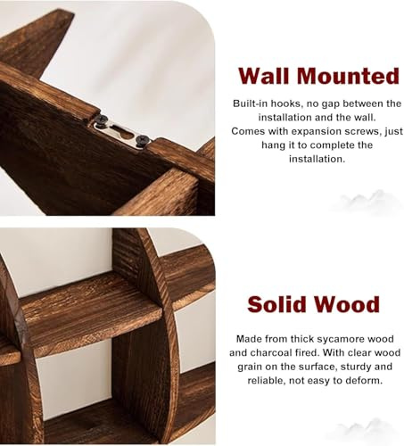 SXEVZOO Présentoir Suspendu pour Tasses à Café, Porte-Tasses Sphérique en Bois Massif, Étagère Murale pour Tasses, Meuble à Compartiments Multiples pour Salon et Cuisine