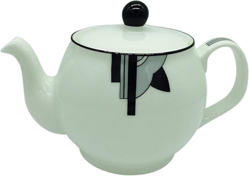 Stylish Ritzy Art Deco Fine Bone China 4 Cup Teapot (Grey)