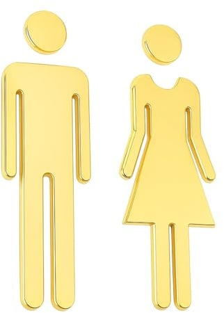 2 Pcs Toilet Door Signs Set - Toilet Sign, Premium WC & Bathroom Door Signs with Strong Adhesive - Men/Women Restroom Signs for Offices, Hotels, Homes