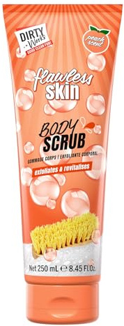 Dirty Works Flawless Skin Body Scrub - Soft Glow - 250ml | Exfoliating body scrub for soft glow - body polish shower scrub exfoliator, 250ml