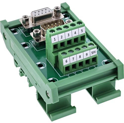 InLine D-Sub 9 Terminalblock Buchse & Stecker, vertikal, Schraubklemme für Hutschiene, RS232 Verteiler für Schaltschrank und Technikprojekte, 92501M