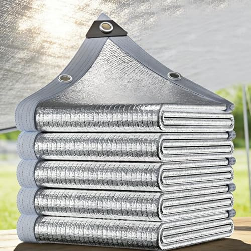 Malla de Sombra Reflectante de Aluminio 99% protección UV, lámina Solar | para jardín, Patio, Techo, cochera, Exterior, Coches y Plantas