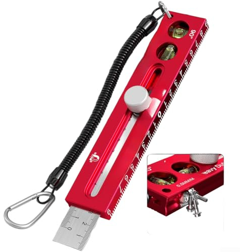 Righello magnetico per marcatura, strumento di misurazione per la lavorazione del legno in lega di alluminio, con doppia scala e livella a bolla, design retrattile per un layout preciso (A)