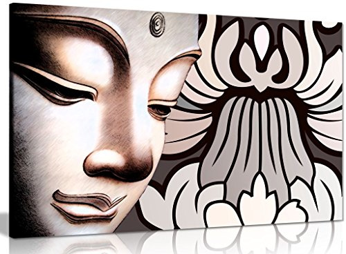 Buddha & Flowers Canvas Wall Art Picture Print (30x20in)
