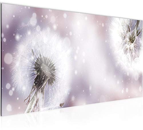 Runa Art Wandbild Pusteblume 1 Teilig 100 x 40 cm Modern Bild auf Vlies Leinwand Abstrakt Wohnzimmer Schlafzimmer Rosa Grau 015112b