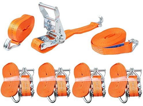 Lot de 4 sangles de serrage professionnelles à cliquet 2 000 kg Conforme à la norme EN 12195-2