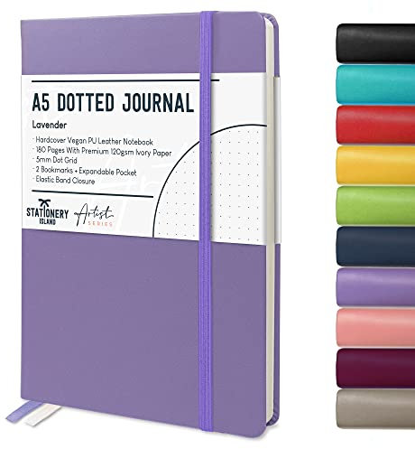 STATIONERY ISLAND Quaderni a Quadretti A5 – Bullet Journal Puntinato, 180 Pagine Taccuino, Notebook Quaderno Appunti 120gsm. Quadernino Per Agendina, Studio, Viaggi, Diario e Progetti. (Lavanda)