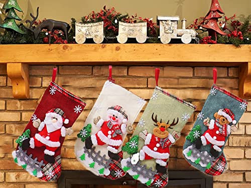 ysister Weihnachtsstrümpfe, 4 Stück Nikolausstiefel Zum Befüllen, Weihnachtssocke Hängende Strümpfe für Weihnachtsdeko für Weihnachtsschmuck, Geschenke Taschen und Süßigkeiten Taschen