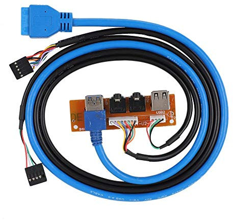 ASHATA USB 3.0 2-Port 3.5 Inch Metal Front Panel, Front Panel USB Hub Computer Chassis Case Front Panel Audio Interface Panel USB3.0/2.0 with Cable