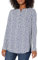 Amazon Essentials Women's Long-Sleeve Woven Blouse, Navy White Petals, XXL