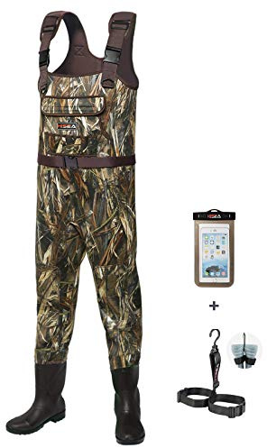 HISEA Chest Waders for Men with 200G Boots, Neoprene Waterproof Duck Hunting Wader, Insulated Bootfoot Fishing Waders