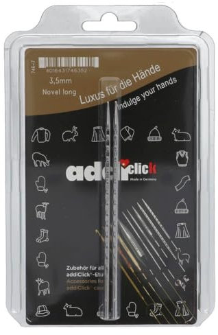 Addi Click Novel Long Austauschbare Viereckige Stricknadeln 3.50mm - 1 Stück Silber