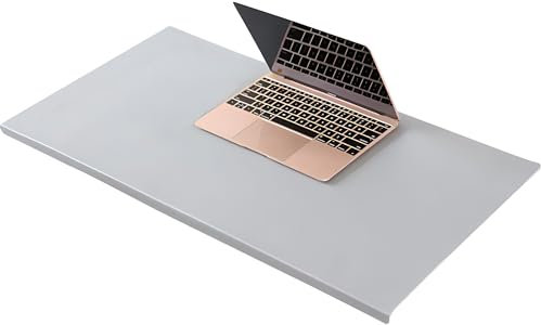 Büro Leder-Schreibunterlage, großes Mauspad mit Kantenschutz, wasserdicht, glatte Schreibunterlage für Laptop-Tastatur, 120 x 60 cm, grau