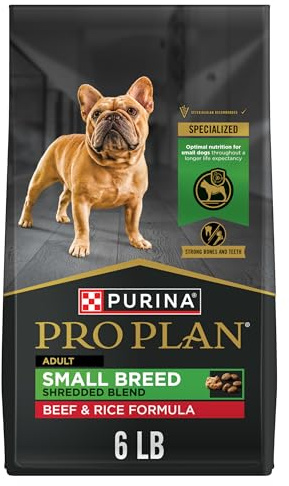 Purina Pro Plan Small Breed Dry Dog Food, Shredded Blend Beef and Rice Formula With Guaranteed Live Probiotics - 6 lb. Bag