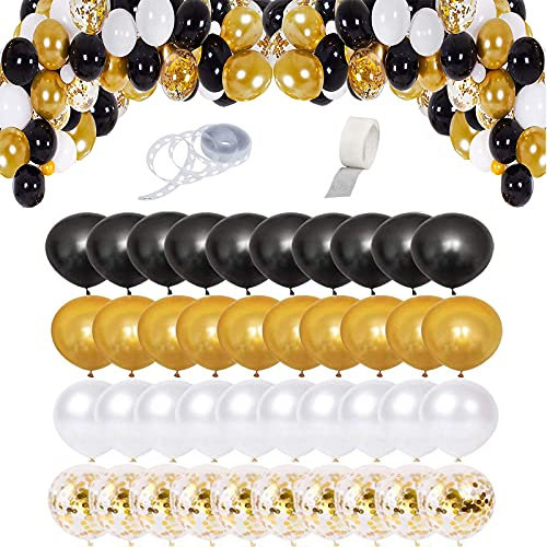 122 Stück Schwarzes Gold Ballon Girlande, Latex Luftballons Partydeko, Konfetti Ballon, für Partydekoration, Geburtstagsfeier, Feiertagsdekoration(Schwarzes Gold)