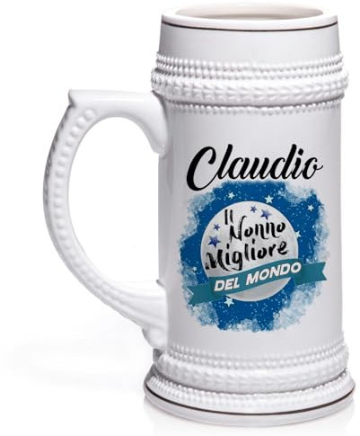 GIFART Jarra de Cerveza Personalizada 500 ml - Vaso de Cerveza Personalizable con Fotos y Texto - Idea de regalo para Navidad, Cumpleaños, Día del Padre, Abuelos - Varios Estilos (Liso de cerámica)