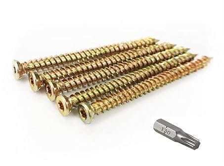 Bulk Hardware Boîte de 100 vis à béton à tête fraisée 7,5 x 60 mm Embout Torx et capuchon inclus