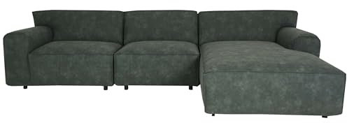 Mendler Ecksofa HWC-J59, Couch Sofa mit Ottomane rechts, Made in EU, wasserabweisend 295cm - Kunstleder grau