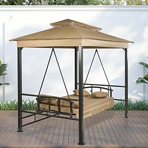 DEKO VERTRIEB BAYERN XXL Luxus Premium Hollywoodschaukel Set 260x175x250cm Garten Schaukel mit Bett+Liegeposition Modell 2022