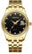 JewelryWe Herrenuhr Quarz Analog Partner Freundschafts Armbanduhr Datum Kalender Edelstahl Armband Herren Uhr mit Beleuchtenden Zeiger und Strass schwarzem Zifferblatt, Geschenk für Männer Junge, Gold