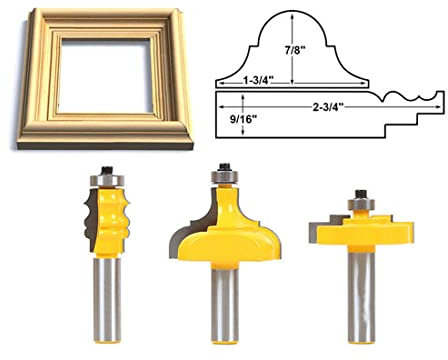 3Pcs 1/2 Inch Shank Router Bit Set Complete Picture Frame Making Bit