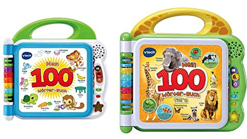 VTech Baby Mein 100-Wörter-Buch – Interaktives Bilderbuch zum Lernen erster Wörter mit 12 bilingualen Seiten in Deutsch-Englisch – Für 2-5 Jahren & Baby Mein 100-Wörter-Buch: Tiere – Für 2-5 Jahren