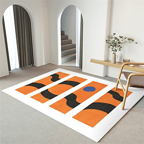 Bedroom Carpet Fleckerlteppich Orange Geometrisches Schlafzimmer Für Erwachsene, Büro, Korridor, Sicherheit, Lärmreduzierung, Umweltschutz, Anti-Milbe Kleiner Teppich 120X180cm