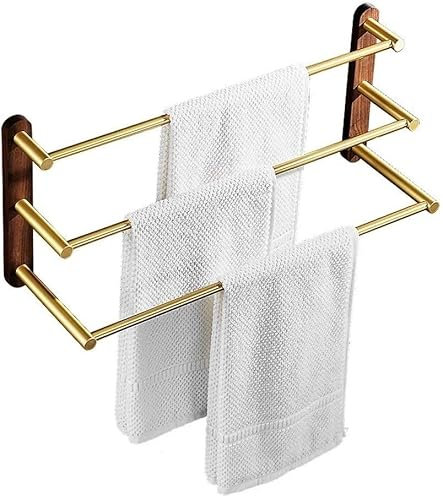 Handtuchhalter Nordic Gold DREI Stangen Handtuchhalter Nussbaum Basis Badezimmer Handtuchhalter Aufhänger Handtuchhalter Wandmontierte Handtuchstange Handtuchstange für Bad (Size : 38cm)