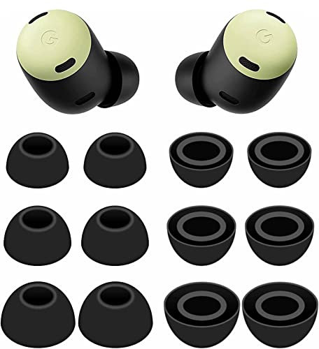 BLUEWALL Eartips Earbuds Tips Compatible with Google Pixel Buds Pro, S/M/L Sizes Fit in Case Earbuds Soft Silicon Ear Tips Compatible with Pixel Buds Pro, 6 Pairs Black