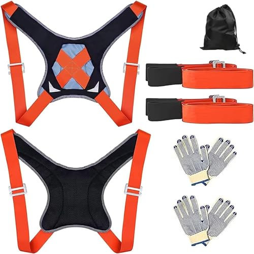 Tragegurte Umzug Kit Tragegurt für 2 Personen mit Schwamm-Weste, Multifunktionaler Hebegurt für Möbel & Geräte, Möbeltragegurte Möbeltransport, Orange