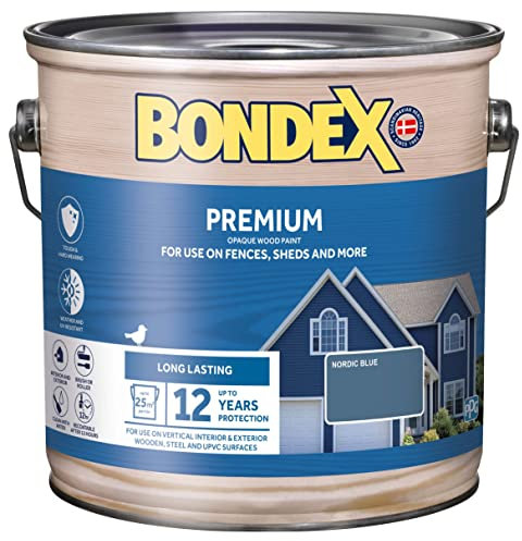 Bondex Premium Woood Stain - Nordic Blue – Suitable for Interior & Exeterior Wood - Water Based & Hardwearing – 12 Years Protection - 2.5L