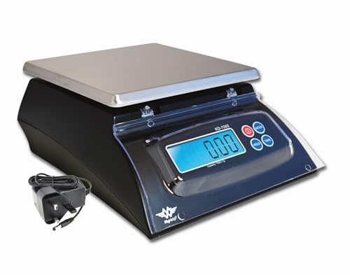 My Weigh KD7000 Black Professional Kitchen Food Weighing Scale with Stainless Steel Platform 7kg x 1g c/w UK/EU Mains Adaptor Pack, or Battery Operated