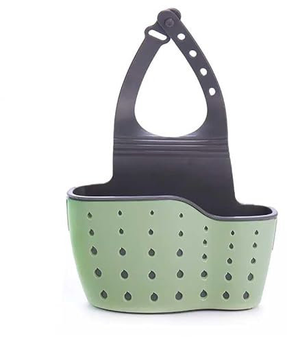 Organizer per Lavello Cucina Porta Spugna Porta Oggetti per Rubinetto con Supporto Cestello Sospeso Riordinello Contenitore Lavaggio (Verde)