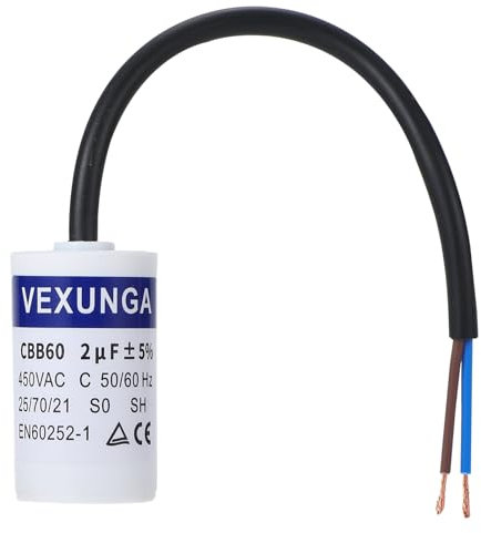 VEXUNGA Kondensator 2uF 450V Anlaufkondensator 2µF AC Motorkondensator CBB60 SH 2 MFD 450VAC Kondensatoren 30x51MM 50/60Hz mit Kabel