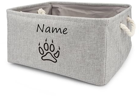 yky Personalisierte Aufbewahrungsbox für Hunde, faltbar, für Hundespielzeug, Haustierkorb, personalisierter Aufbewahrungskorb für Hundespielzeug (grau-scharfe Klaue, S: 30 x 20 x 12 cm)