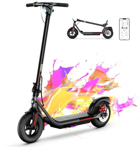 SISIGAD Electric Scooter for Adult,10 inches Solid Tires,32km Long Range,500W Peak Motor 3 Speed, Portable and Foldable Scooter Electric, Electric scooter for Teens Commuting with App Control