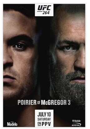 Boxing-UFC 264 Dustin Poirier vs. Conor McGregor Poster auf Leinwand, Wandkunst, Dekordruck, Bild, Gemälde für Wohnzimmer, Schlafzimmer, Dekoration, ungerahmt, 30 x 45 cm