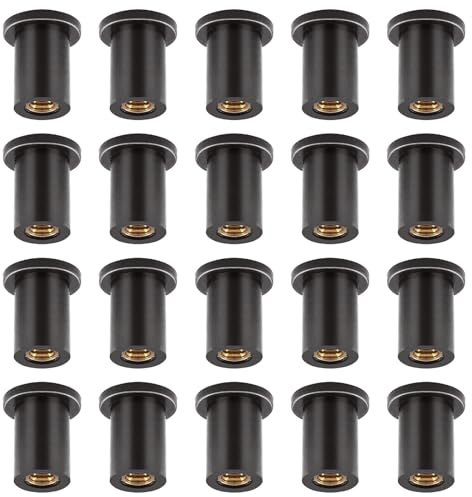 Tanstic 20Pcs M4 Rubber Well Nuts, Neoprene Expansion Brass Nuts Insert Fairing Universal Motorcycle Fasteners Ideal for Canoe, Boat, Kayak