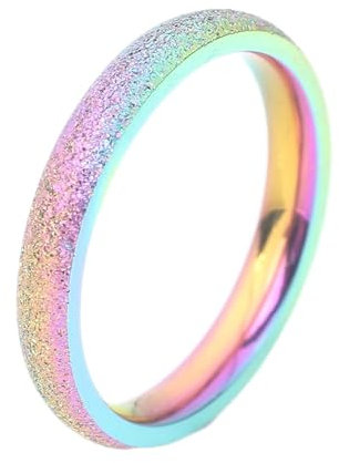 Beydodo Edelstahl Ringe Damen, Ring Personalisiert 4MM Matt Partnerringe Multicolor Ringe Nickelfrei für Frauen Größe 52 (16.6)