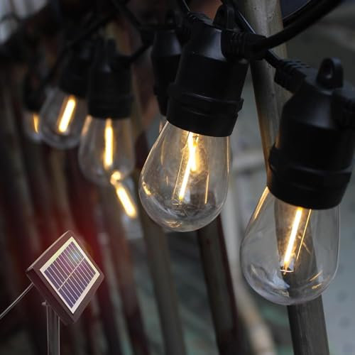 Guirlande lumineuse solaire d'extérieur : 10M panneau solaire en verre de silicium polycristallin et durée de vie de la batterie ultra longue, lampe suspendue extérieure à énergie solaire pour patio