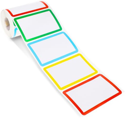 300 Stück Namensetiketten Namensschilder für kleidung Farbige Selbstklebeetiketten Geeignet Aufkleber Namen Etiketten Selbstklebend Bunt Grenz Name Tag Sticker für Küche, Schule, Büro 89 x 57mm