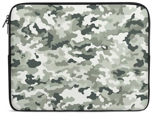 Housse pour ordinateur portable de 17 - Motif camouflage blanc - Résistant aux chocs - Housse de transport fine