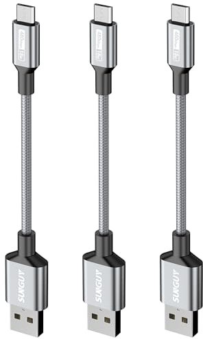 SUNGUY Cavo Micro USB, [10 pezzi 0,15m] Cavo Micro USB in Nylon di Ricarica rapida per Android Galaxy S7/S6, Edge J7/J5/J3, Wiko, LG, PS4