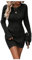 GORGLITTER Women's Cable Knit Jumper Dress Bodycon Sweater Dress Crewneck Long Sleeve Pencil Mini Dresses Black S