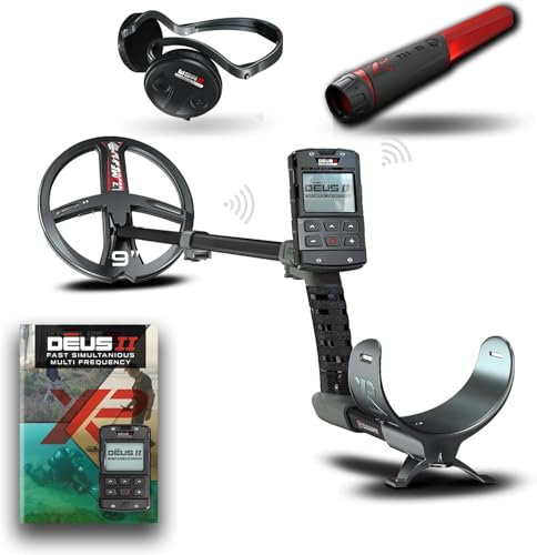 XP Metal Detectors Deus II - 9 FMF Coil with MI-6 pinpointer & WSAII Headphones Bundle - Waterproof and Fully Wireless - with Remote Control & S-Telescopic stem (DEUS2-22FMFRCEG + MI-6 + WSAII)