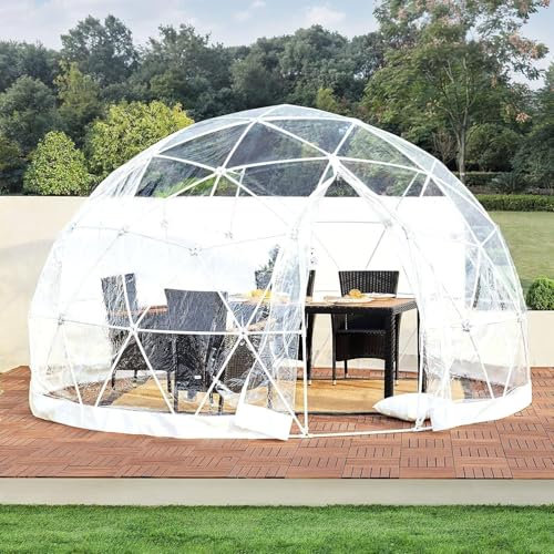 LSHFYV Bubble Zelt, 3,6 M Großer Gartenkuppel-Blasenzelt-Hausraum, Transparente TPU-Abdeckung, Wasserdichtes Gartenkuppelhaus, Geeignet Für Terrassen Und Essbereiche