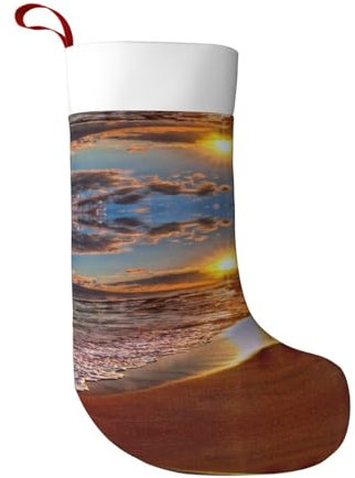 CHANGLEI Weihnachtsstrumpf mit weißem Wellenmuster, personalisierbarer Druck, hängende Weihnachtsstrümpfe für Feiertagsdekorationen, Schwarz , Einheitsgröße